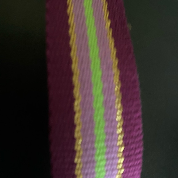 Vintage COOGI L Retro Purple Gold Metallic Cotton Adjustable Striped Belt 31”L - Picture 8 of 12